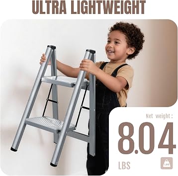 XinSunho 2 Step Ladder, Steel Folding Step Stool with 330lbs Heavy Duty