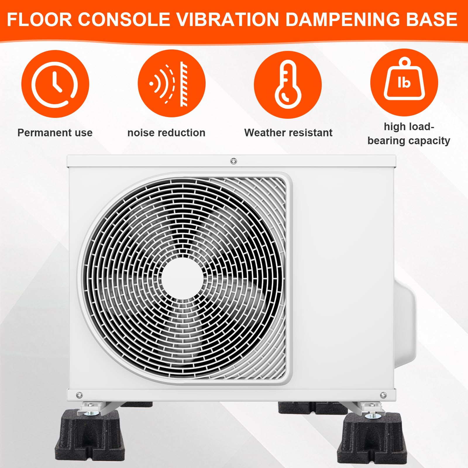 Ammortizzatore per pompa di calore, 4 pezzi, 120 x 120 x 65 mm, piedini antivibrazioni per aria condizionata, portata 500 kg (4 pezzi)