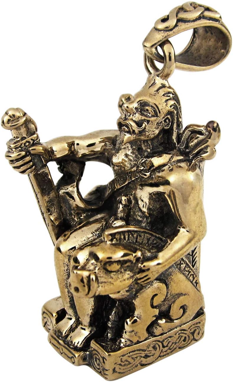 Dryad Design Bronze Norse Freyr Viking God of the Sun Pendant, 1 inch (2.5 cm)