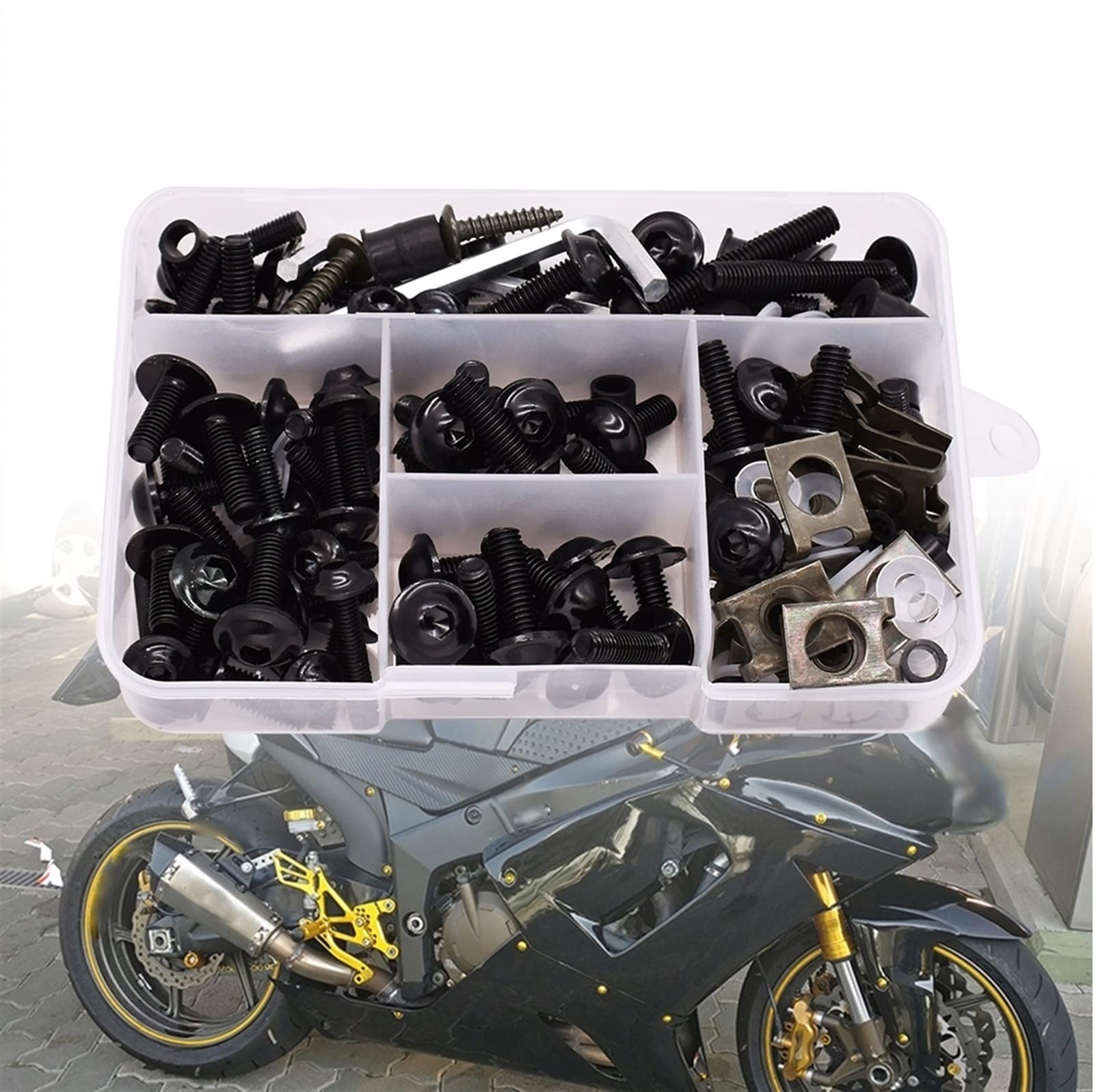 Vite sostituita Universale Del Motociclo Carena Vite Bulloni A Molla Kit Corpo Di Fissaggio Pinze Per HONDA CRM250R CRF250L CRF250M CRF1000L CRF 250L 250 M(Black)