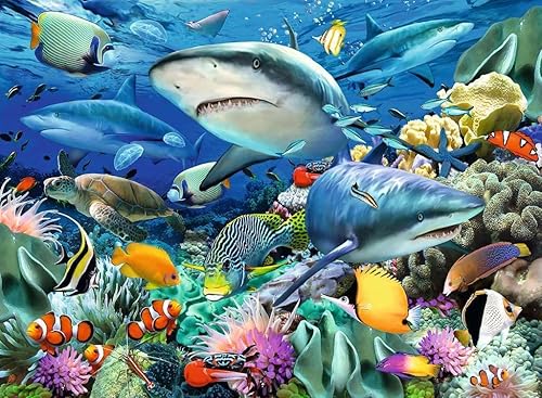 Miniatura 2 de Ravensburger Shark Reef - Rompecabezas XXL de 100 piezas para niños 10951 cada pieza es única piezas se ajustan perfectamente