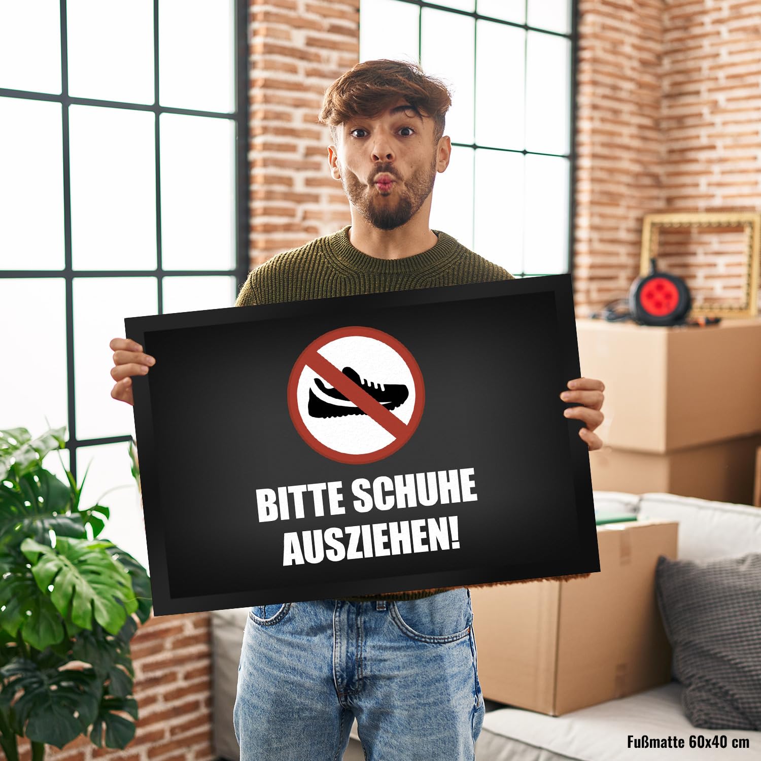 trendaffe - Bitte Schuhe ausziehen Fußmatte XXL mit Verbot Motiv