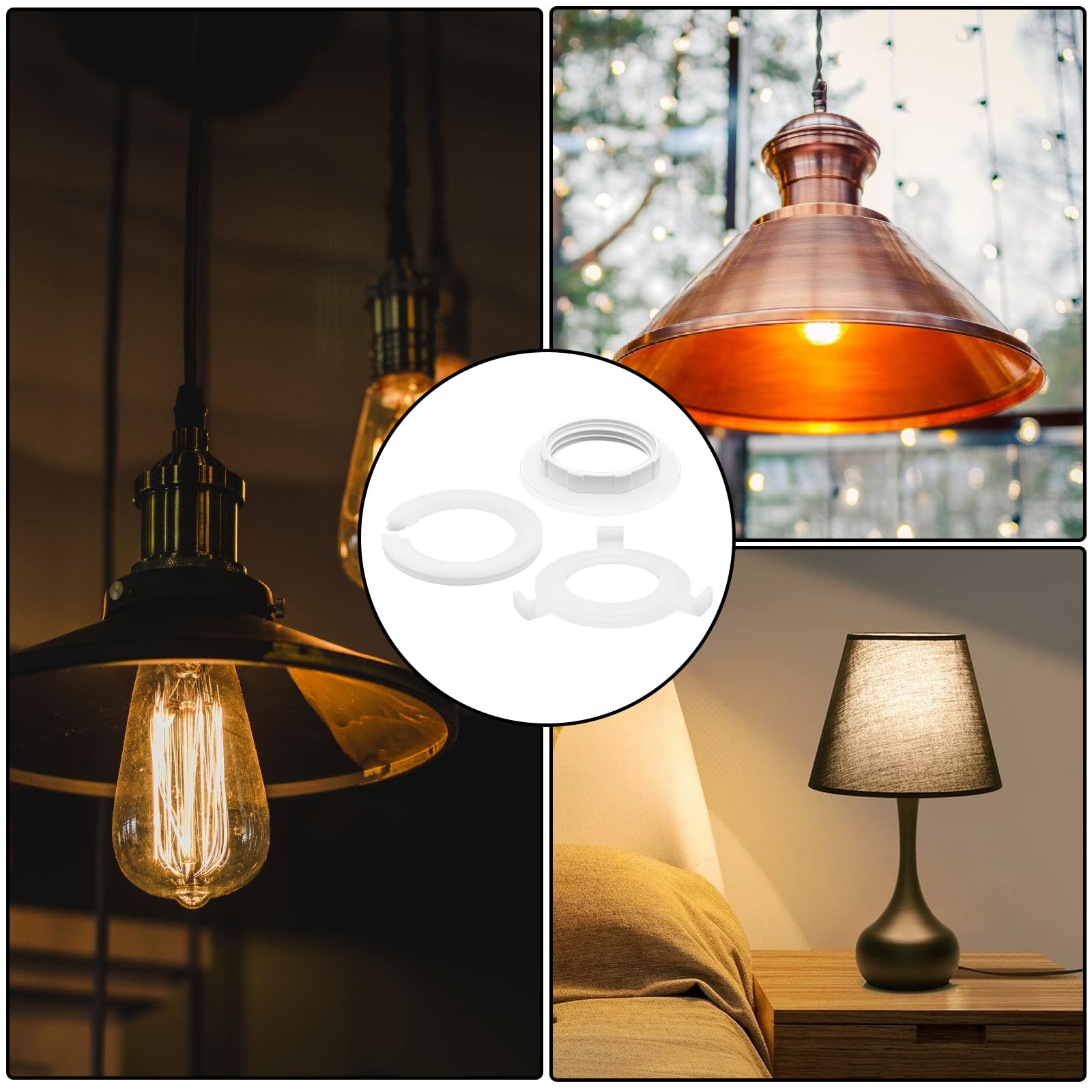 Pierścień redukujący klosz E14 / pierścień śrubowy klosza 29 mm + 6 sztuk pierścieni redukcyjnych E14 do E27 do lamp stołowych, lamp sufitowych (12 sztuk)