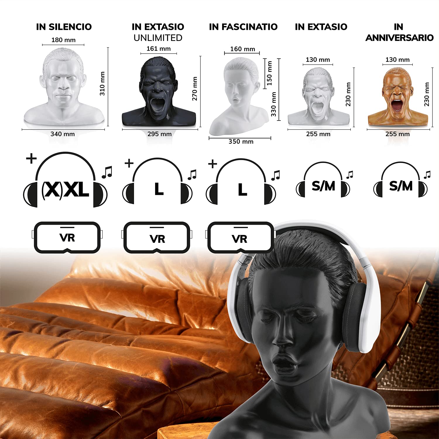 OEHLBACH In Fascenatio - Soporte para auriculares, almacenamiento óptimo de auriculares más grandes, auriculares para juegos, hecho a mano, color blanco