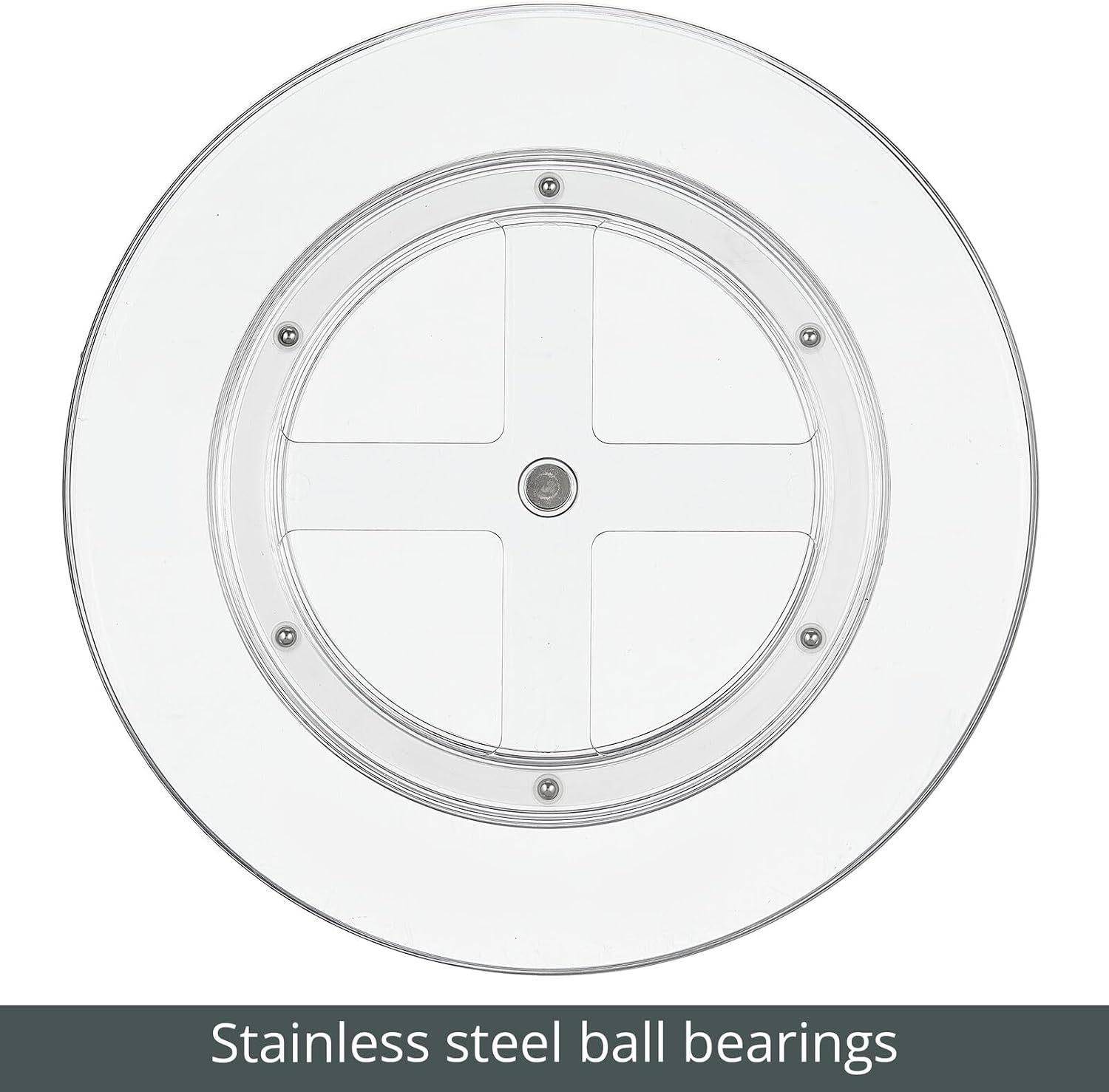 mDesign Lazy Susan Turntable Plastic Spinner for Kitchen/Bathroom, Pantry, Fridge, Cupboards, or Counter Organizing, Fully Rotating Organizer for Food, 11.5" Round - Lumiere Collection - 2 Pack, Clear