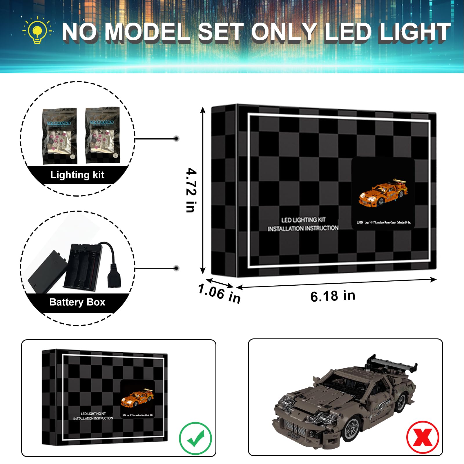 Mililier LED Light Kit for Lego 42204 Fast and Furious Supra-MK4