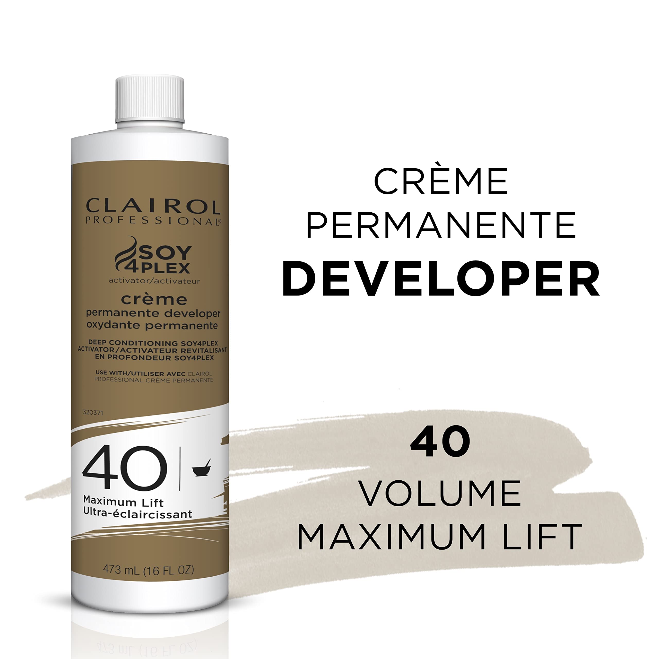 Clairol Professional Crème Permanente 40 Volume Hair Developers, 16 oz. | For Coloring, Lightening & Lifting with Deep Conditioning Formula | Packaging May Vary