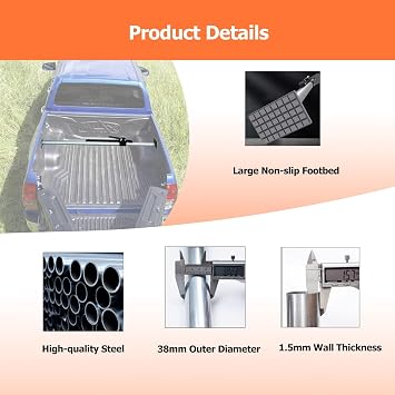 Cargo Stabilizer Bar Pickup Truck Bed Stabilizer Cargo Bar for Safe Transport of Heavy Items, Adjustable Cargo Stabilizer Bar with Secure & Stable Load Lock, Steel Ratcheting Cargo Bar(51.2-66.1in)