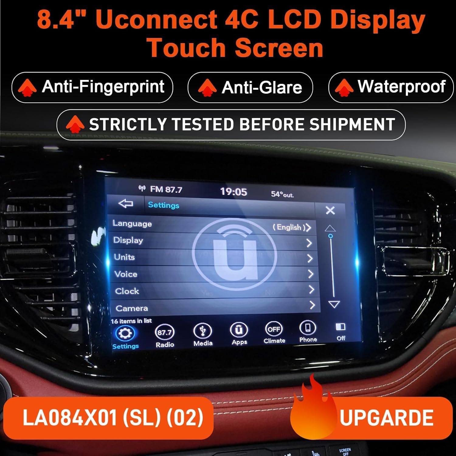 17-21 Replacement 8.4" Uconnect 4C UAQ LCD Monitor Touch-Screen Radio Navigation New OEM Replacement Fit for Dodge RAM Jeep Chrysler 2017&up Replace # LA084X01(SL)(02)