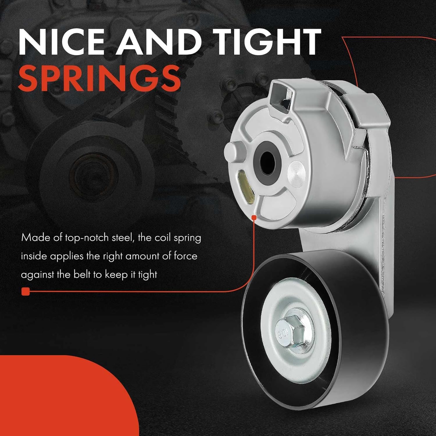 A-Premium Belt Tensioner Assembly with Pulley Compatible with Cadillac SRX CTS 2004-2009, STS 2005-2011, 2.8L 3.6L, Water Pump, Replace# 999689, 19186932