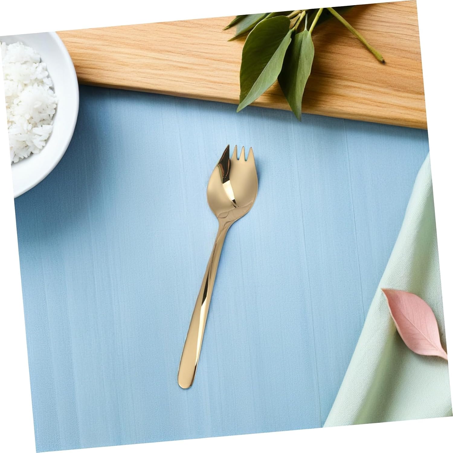 2pcs Stainless Steel Salad Spork Long Handle for Noodles Pasta