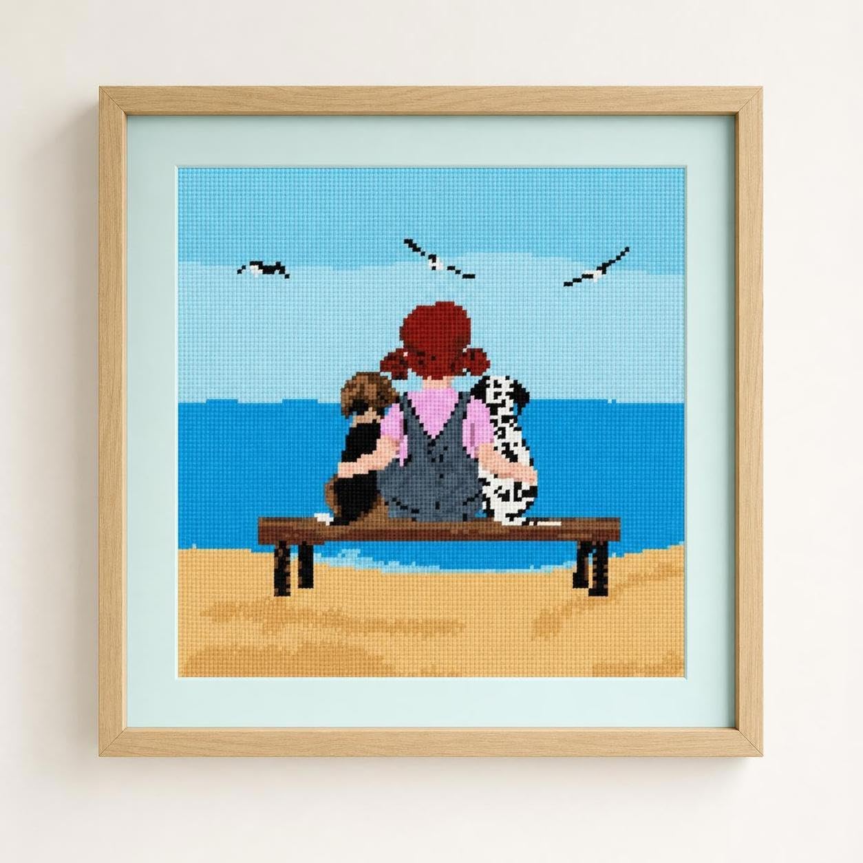 Pepita Needlepoint Canvas: Beach Girl Dogs, 10" x 10"
