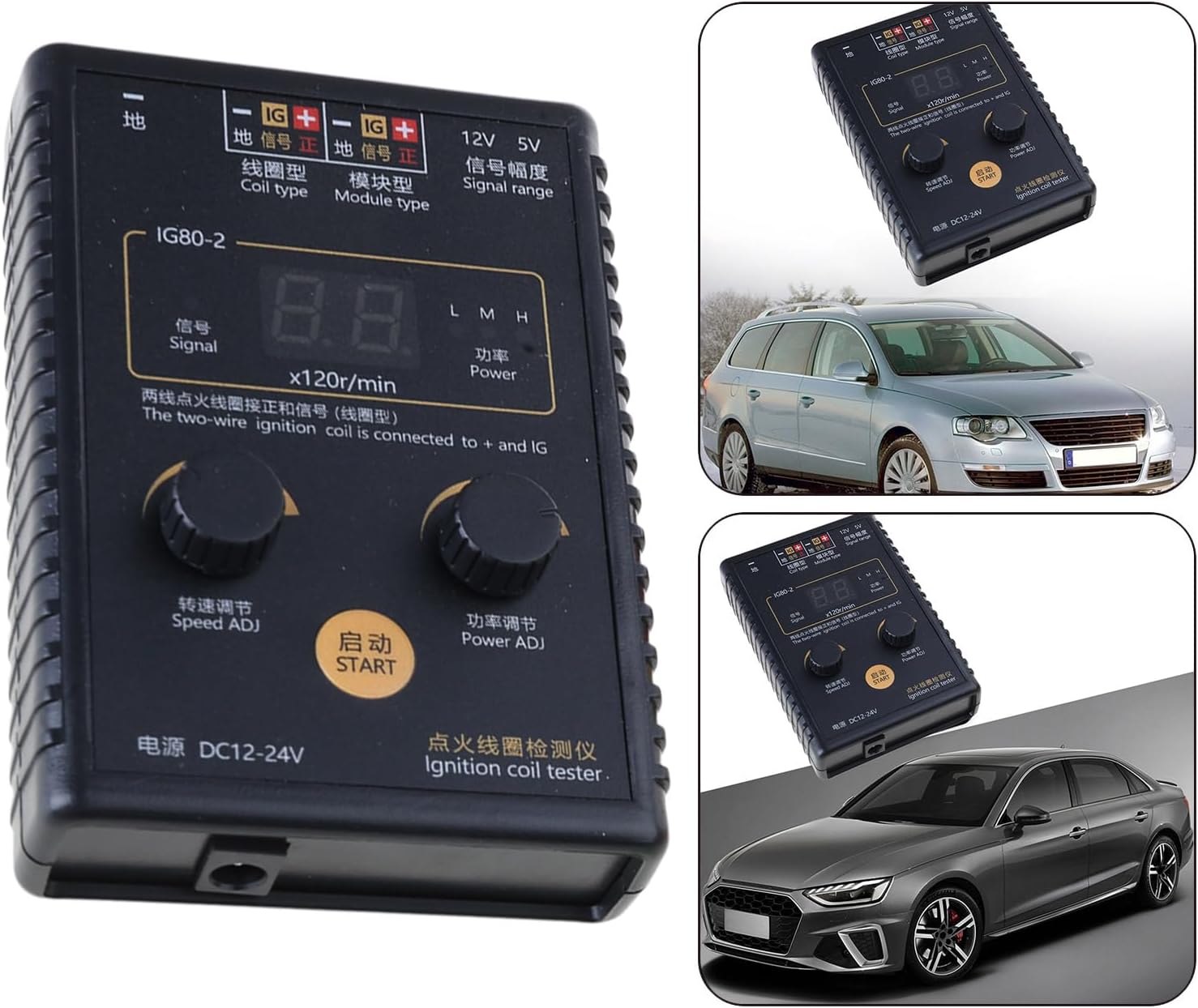 Car Automobile Ignition Coil TesterGas Oil Petrols Vehicle Natural GasGasoline 12V~24V Coil Ignition Testing Tool IG80 Automobile Fault Diagnostic Tool Tester Portable Detector Tester Car