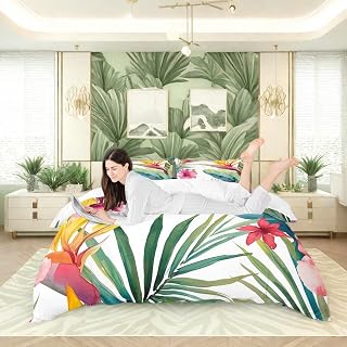 Tropical Tree Plant Duvet Cover Set Queen Size
