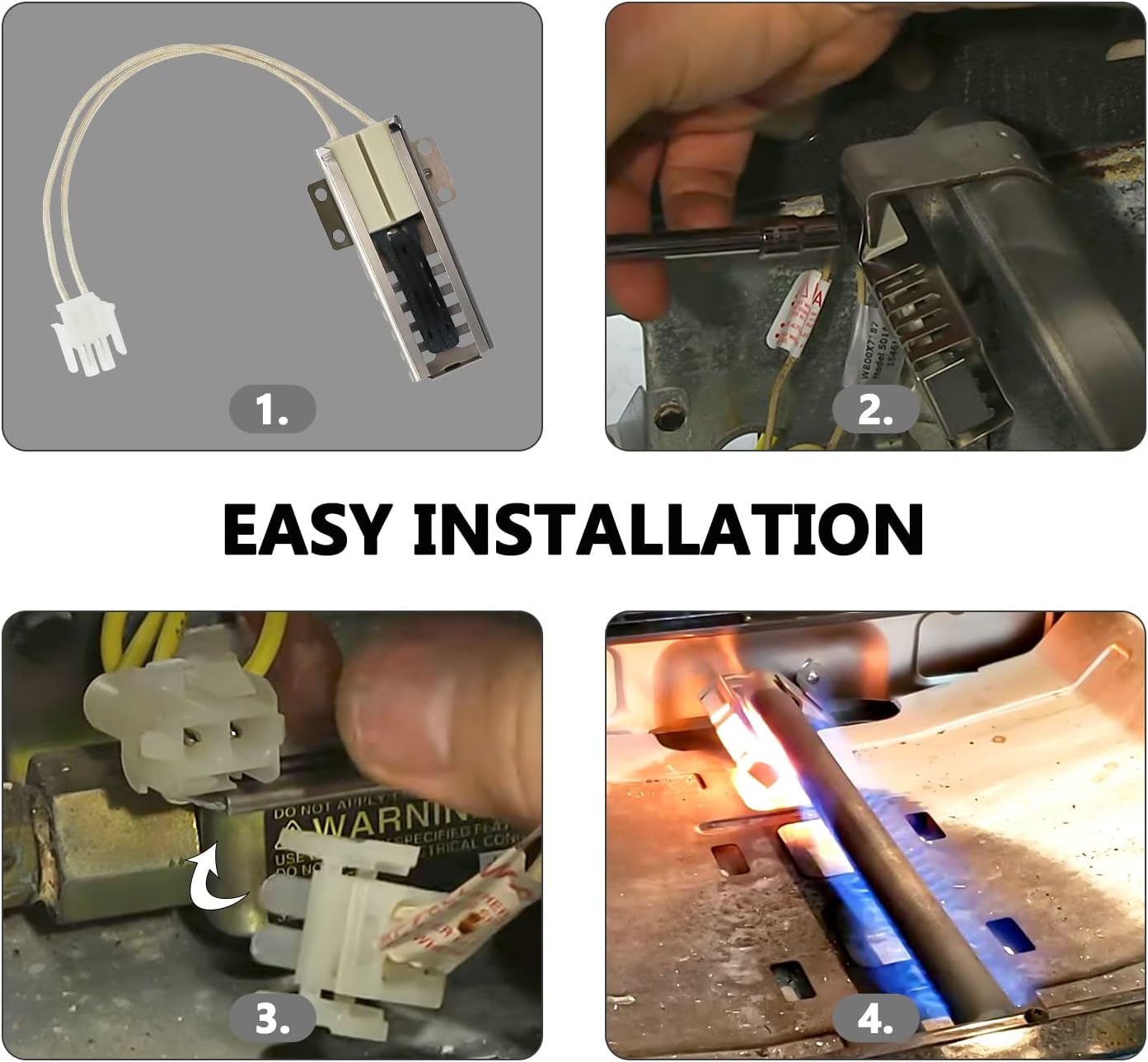 Upgrade DG94-00520A Gas Range Oven Flat Igniter with Connector Plug, Oven Igniter for Sam-sung Gas Stove, Replaceable 2692271 AP5577941 EAP4241428 PS4241428 WB13K21,AP2634719