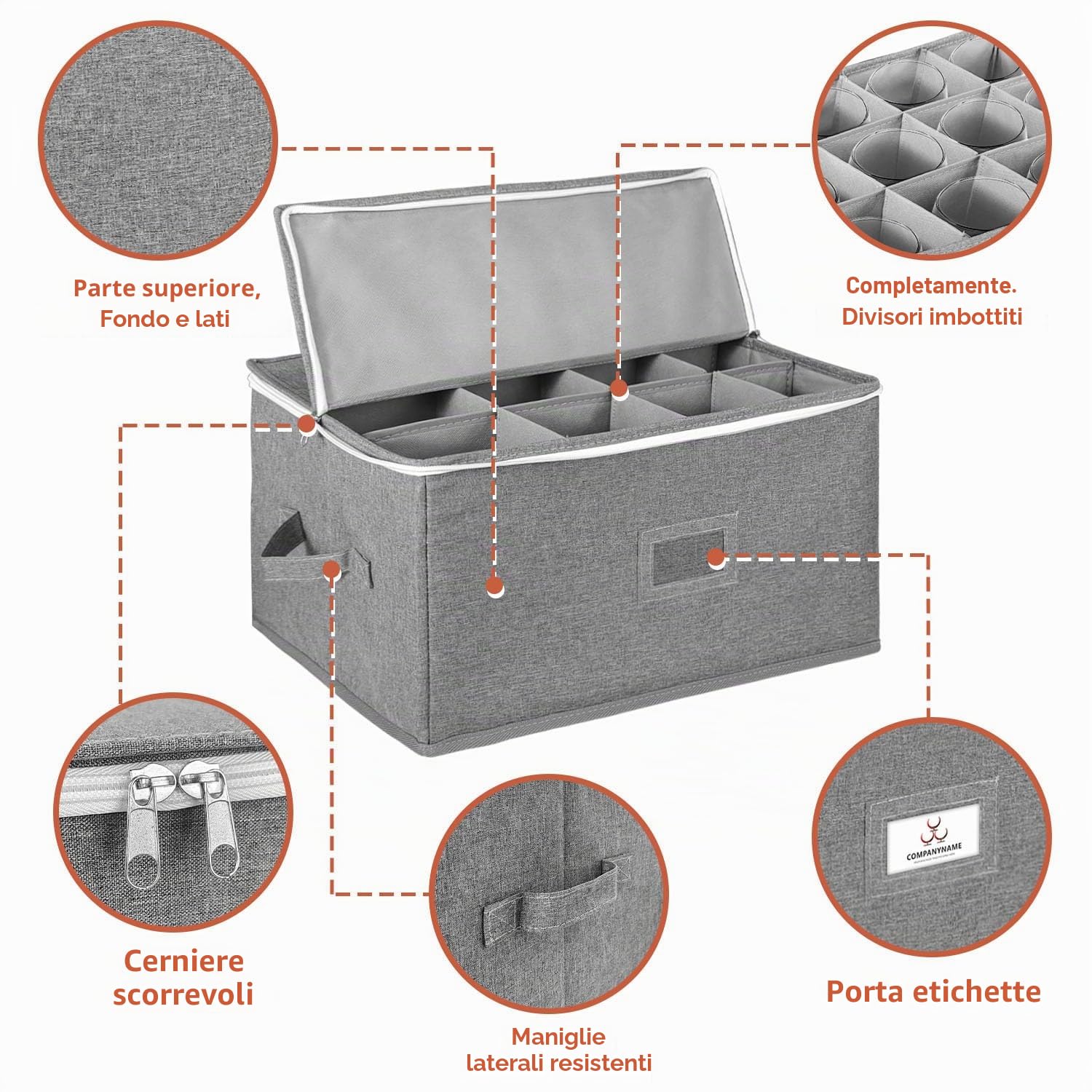 Vino Portabicchieri Scatole Trasloco, Impilabile Porta Calici con Partizione, Impilabileporta Bicchieri per 12 Bicchieri da Vino, Flute da Champagne, Guscio Rigido con Finestra per Etichett