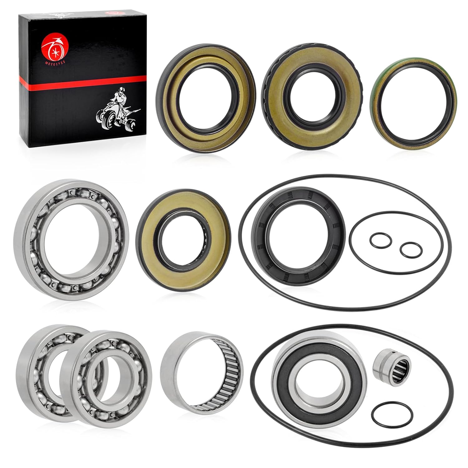 Rear Differential & Axle Bearing and Seal O Ring Kit Compatible with Suzuki Quadsport Z250 Ozark 250 LTF250 LTZ250 2002-2014