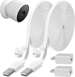 StartVision 2pack 20ft/6m Power Charging Cable Compatible with Google Nest Cam (Battery), Weatherproof Continuously Charging Cable Power Your Nest Cam (Battery)