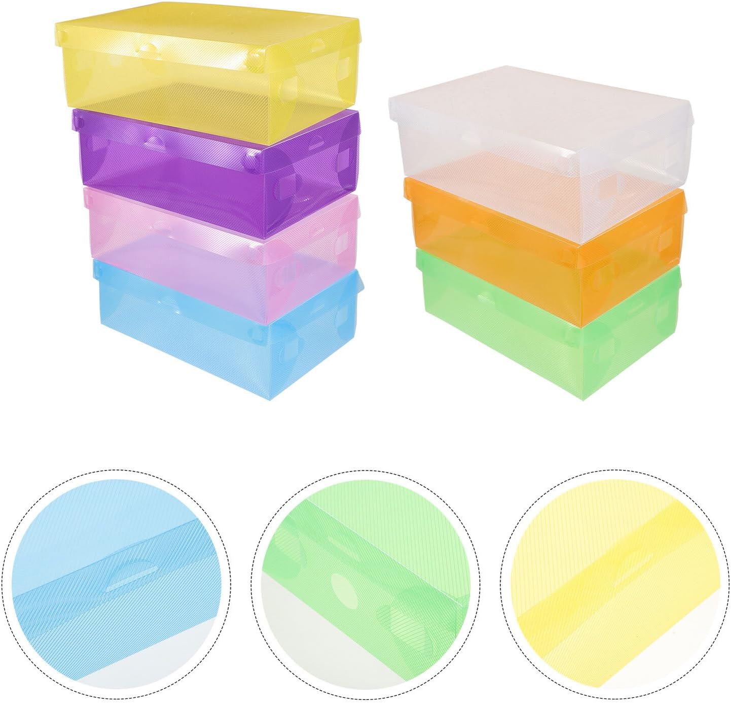VALICLUD 7Pcs Stackable Transparent Shoe Storage Boxes with Flip Lids Thickened Plastic Organizer for Men Women Multi-purpose Sneaker Holder for Home Dorm Closet Space Saving