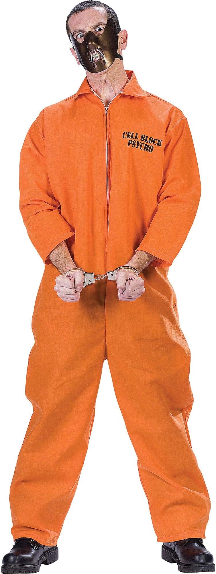 Men's Cell Block Psycho Adult Costume, orange, STD. Up to 6' / 200 lbs.