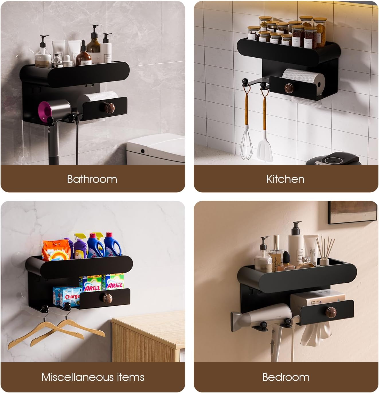 Universal Hair Dryer Holder, Hair Tool Organizer with Shelf for Bathroom, Hair Accessories Organizer for Blow Dryer, Curling Iron, Straightener image 4