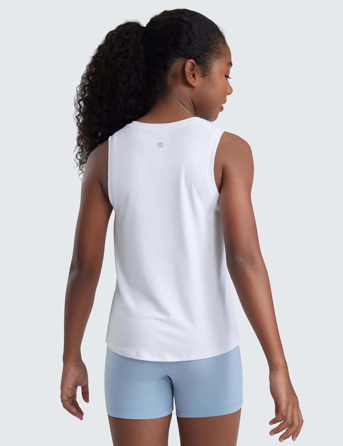 CRZ YOGA Girls Cloudweight Athletic Tank Tops Hip Length - Active Dance Casual Crew Neck Sleeveless Kids Teen