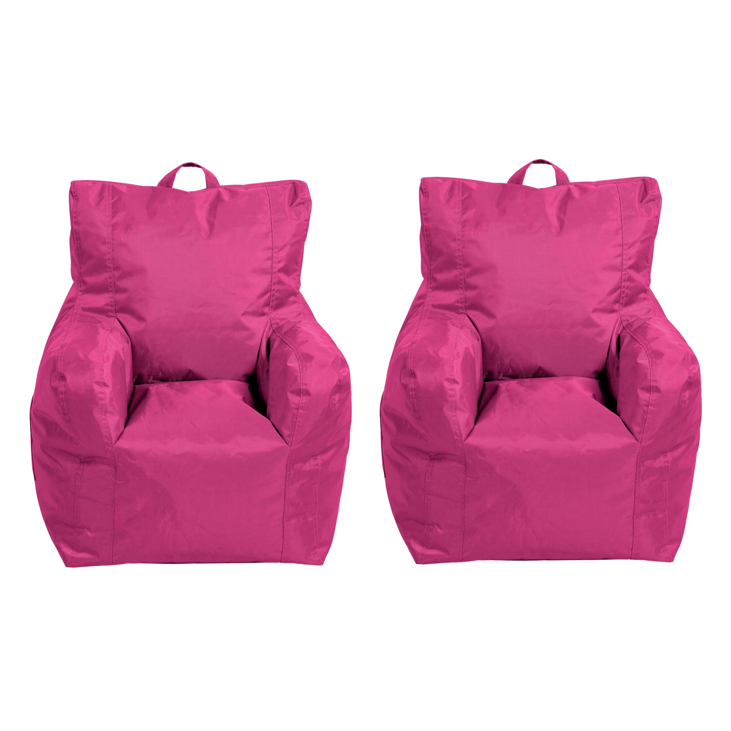 Cali Little Bear Sack Bean Bag Chair, Durable Coated Oxford Nylon Cover, Flexible Seating for Children, Kid's Furniture for Bedrooms, Playrooms, Daycare, Preschool (2-Pack) - Raspberry