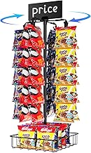 TJ.MOREE Chip Rack Display Stand, Chip Bag Holder for Party 360° Rotating 48 Clips Countertop Snack Hanger, Snack Retail Display Rack