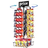 TJ.MOREE Chip Rack Display Stand, Chip Bag Holder for Party 360° Rotating 48 Clips Countertop Snack Hanger, Snack Retail Display Rack