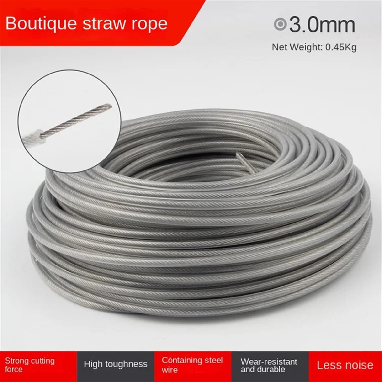 Ligne de Trimmer Strimmer Tondeuse Ligne de Coupe Corde de Paille désherbage débroussailleuse Fil d'acier Torsion dentelé Rond et carré Accessoires de Corde en Nylon(Nylon Serrated)