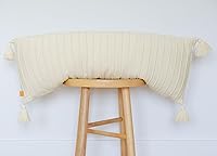 Vista 13 de Funda de almohada lumbar 100% de algodón suave con rayas elevadas con textura de punto acanalado con borlas, 14 x 36 pulgadas (arcilla horneada)