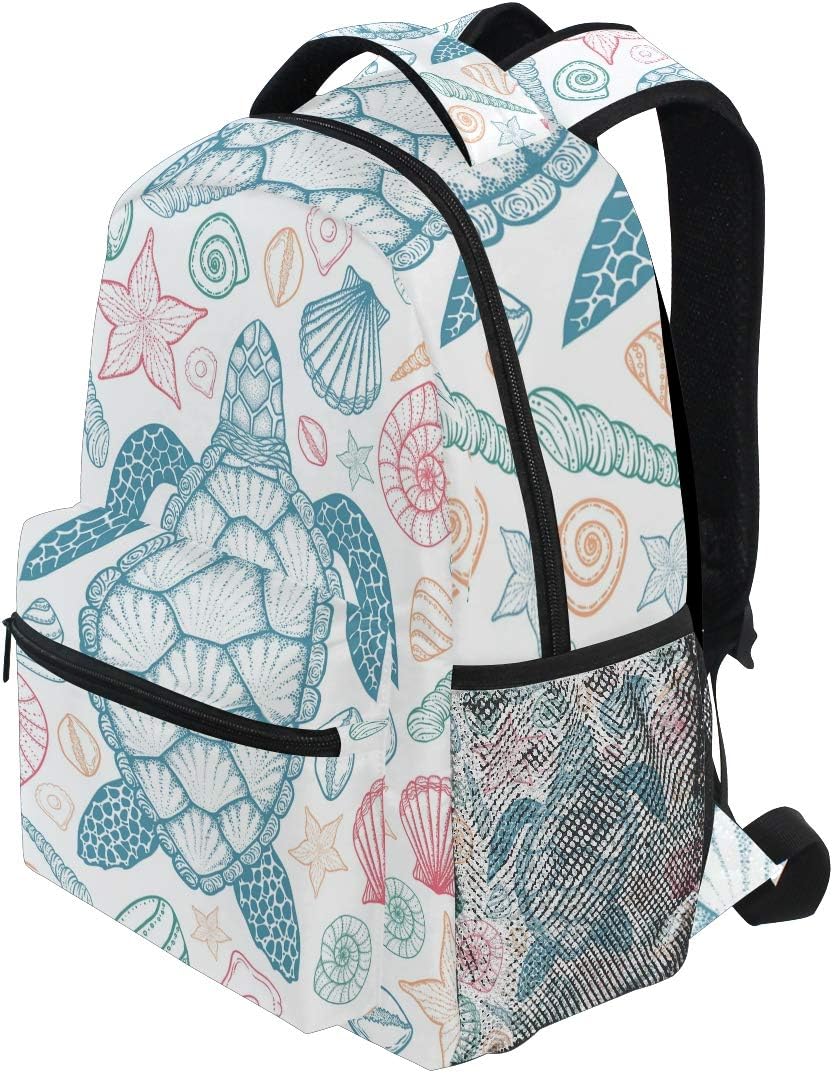 senya School Backpack Sea Turtle Starfish Shells Bookbag for Boys Girls Travel Bag One Size