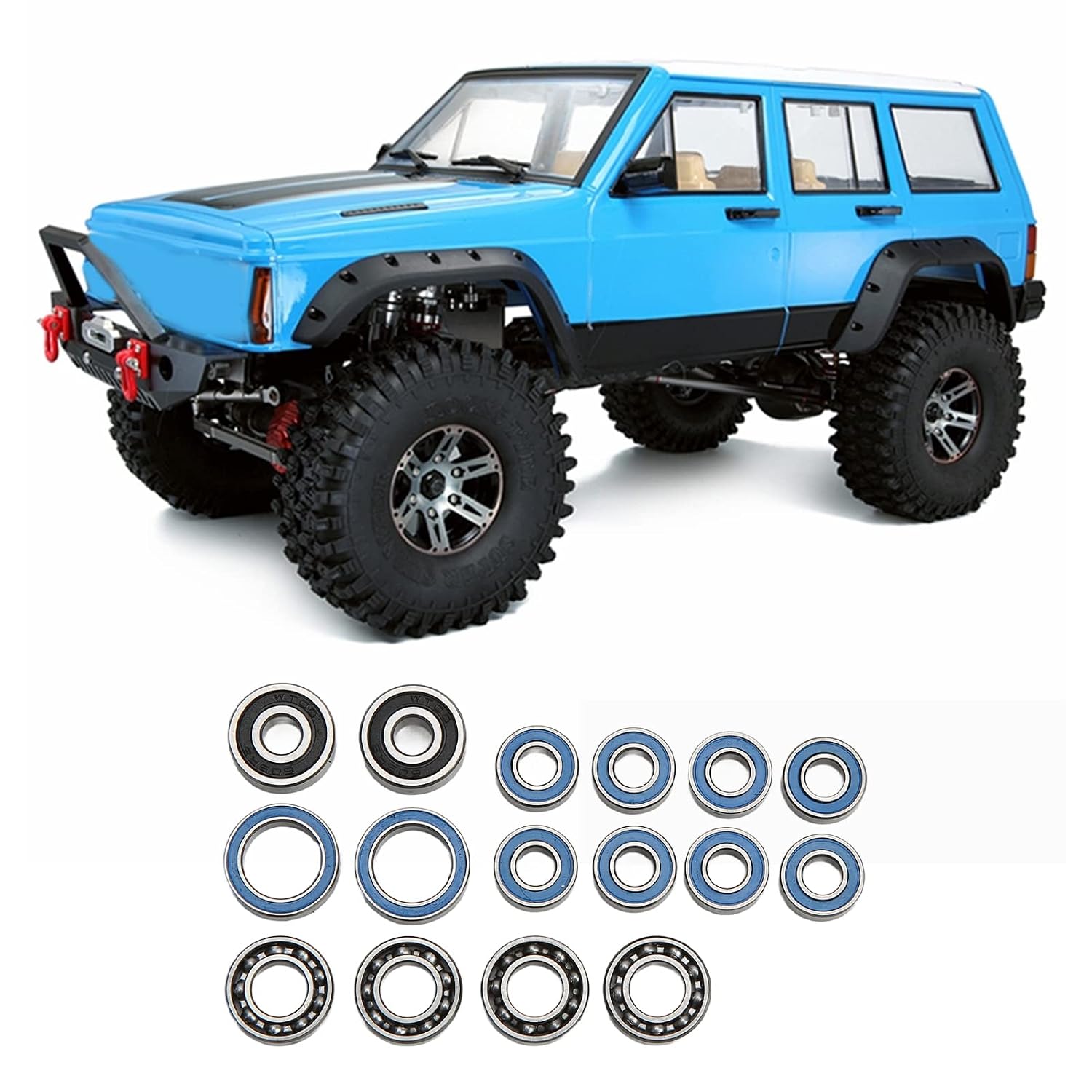 Cosiki Zestaw łożysk Osi RC 16 szt. Trwałe Niskie Tarcie dla Axial SCX10 II Niezawodne Działanie Stal Nierdzewna
