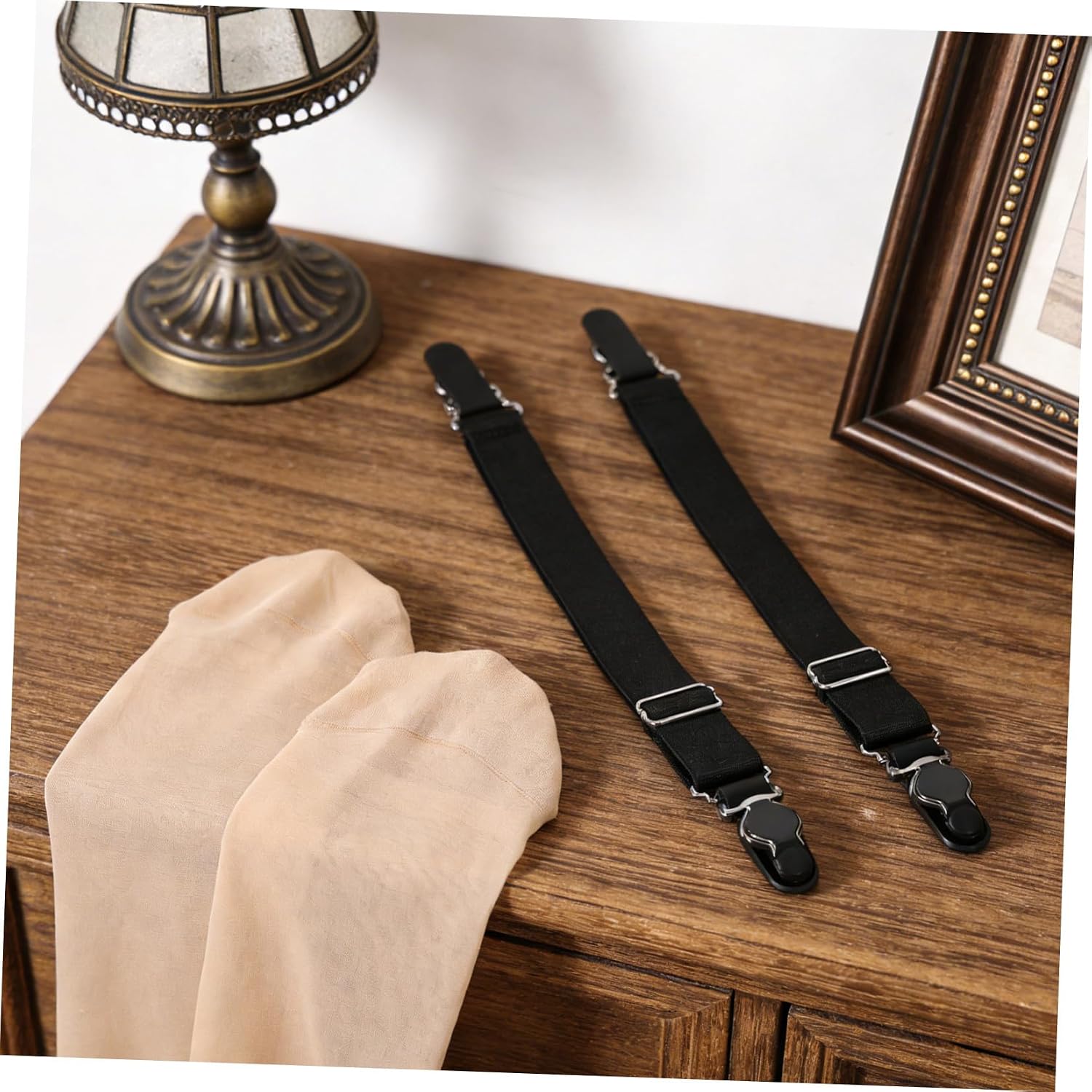2 Pairs Adjustable Anti-slip Straps for Women, Elastic Chinlon Material with Metal Clips, Prevents Marks, Classic Fashion Style for Work and Movement