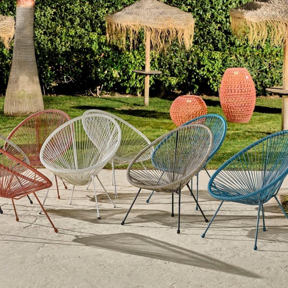 LOLAhome Sillón Acapulco para Jardín, Terraza y Exterior de Metal e Hilos de Polietileno con Topes de Goma, hasta 120kg, Interior/Exterior, 733403
