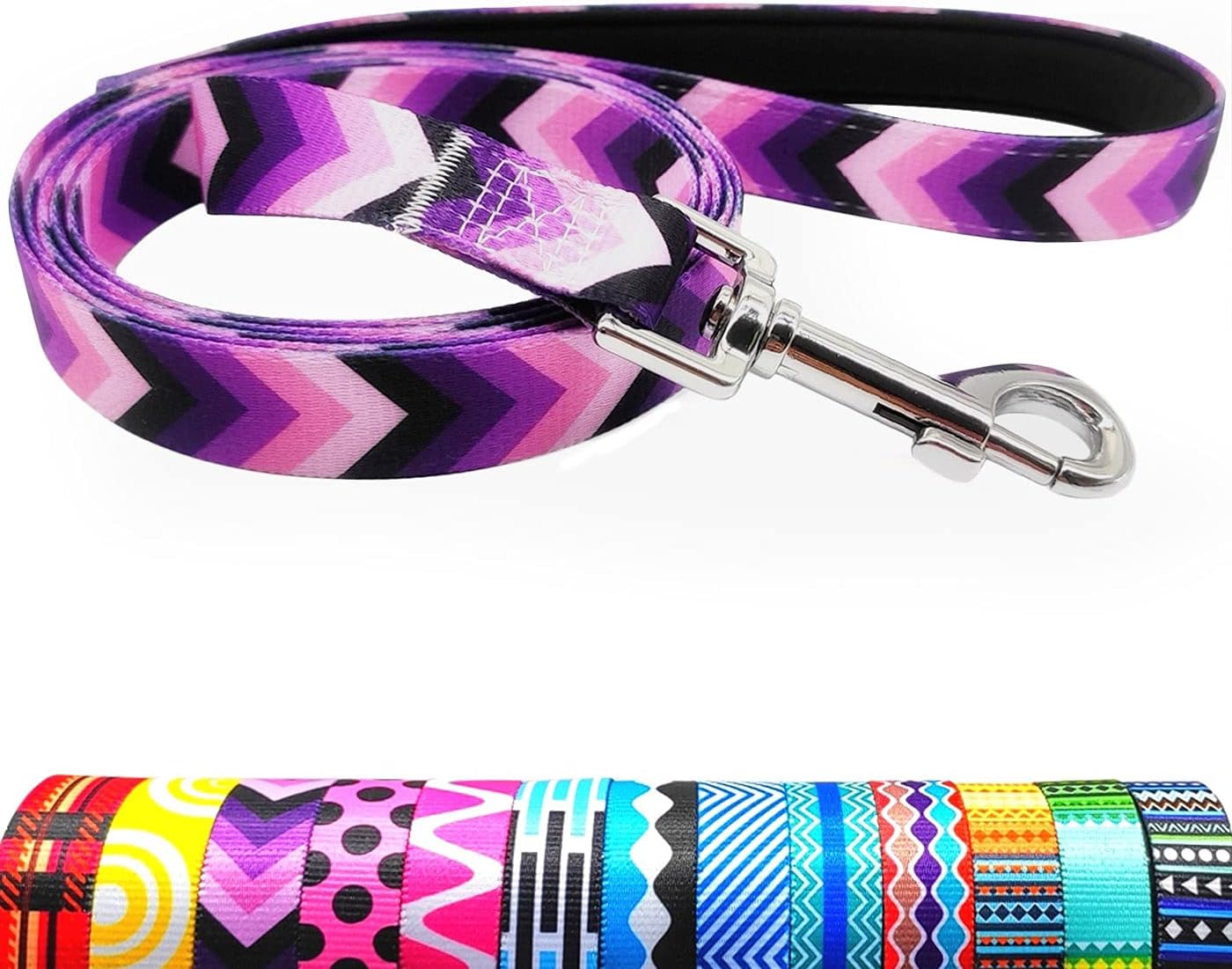 Medium Blue/Brown Puppy Paws Dog Leash 3/4" Wide, 6ft