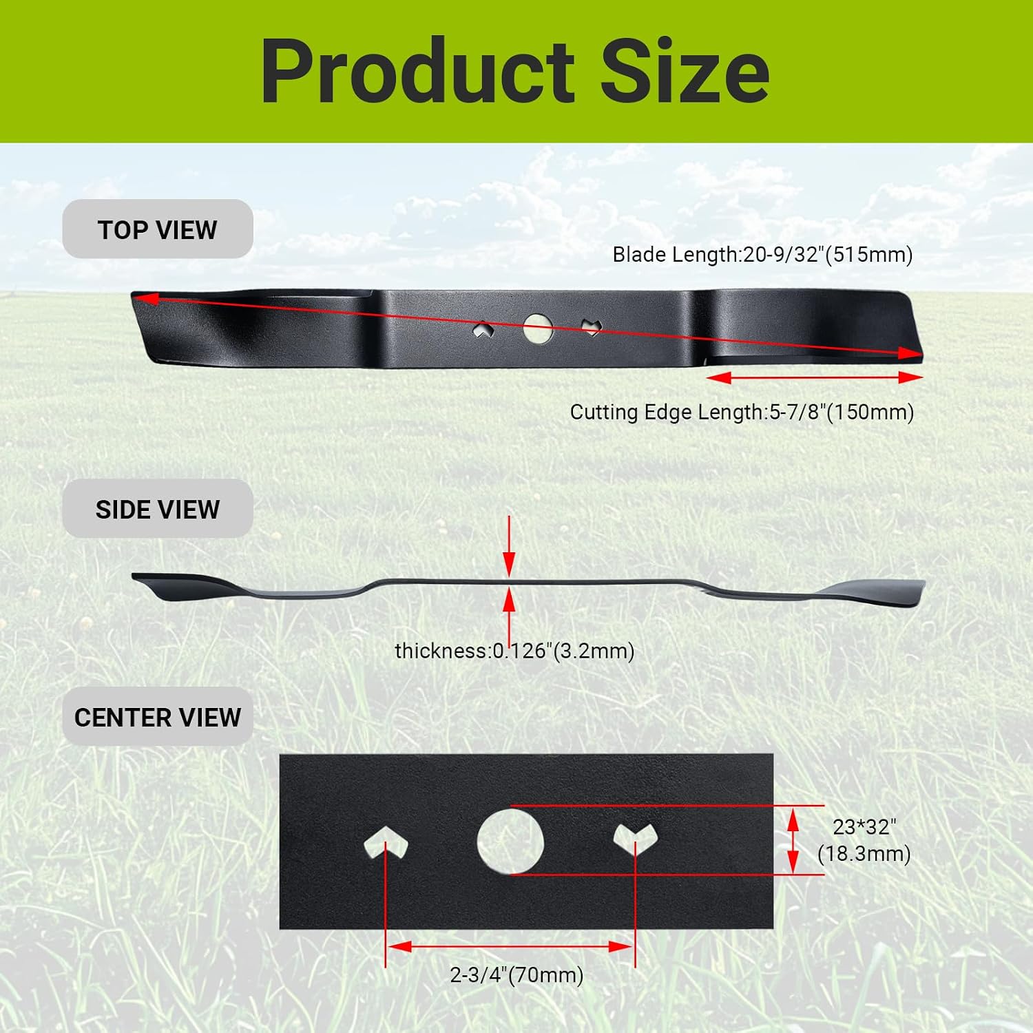 21 Inch Mower Blade, 2 Pack Lawn Mower Blade Compatible with Greenworks 21 inch Mower Blade, Fits MO40L03,MO48L4422,MO40L4413,C3208101 Lawn Mower, Heavy Duty Sharp Replacement Blade