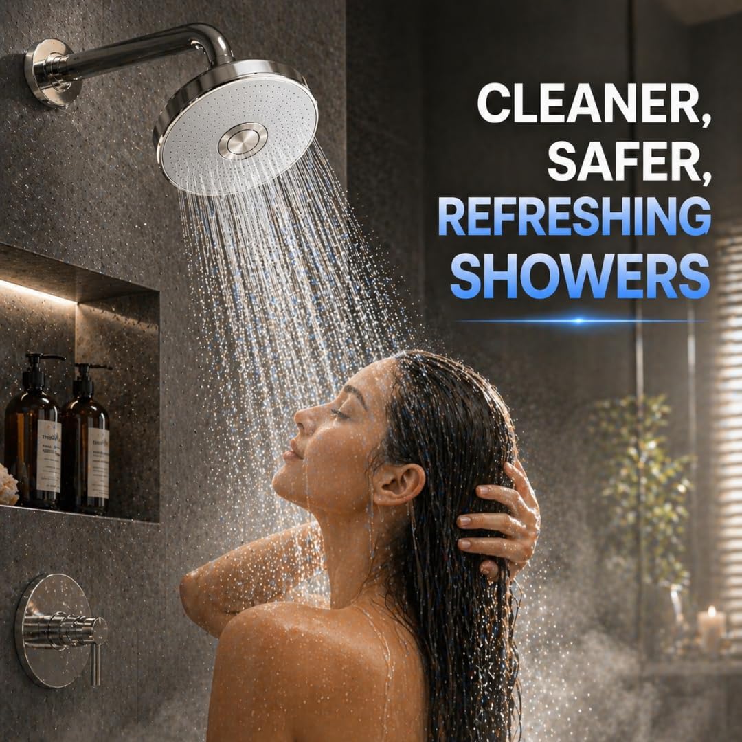Filtered Shower Head for Hard Water, High Pressure Showerhead with Filter, Reduces Hair Loss, Protects Color Treated Hair, Improves Skin & Hair (Chrome - Filtered Shower Head)