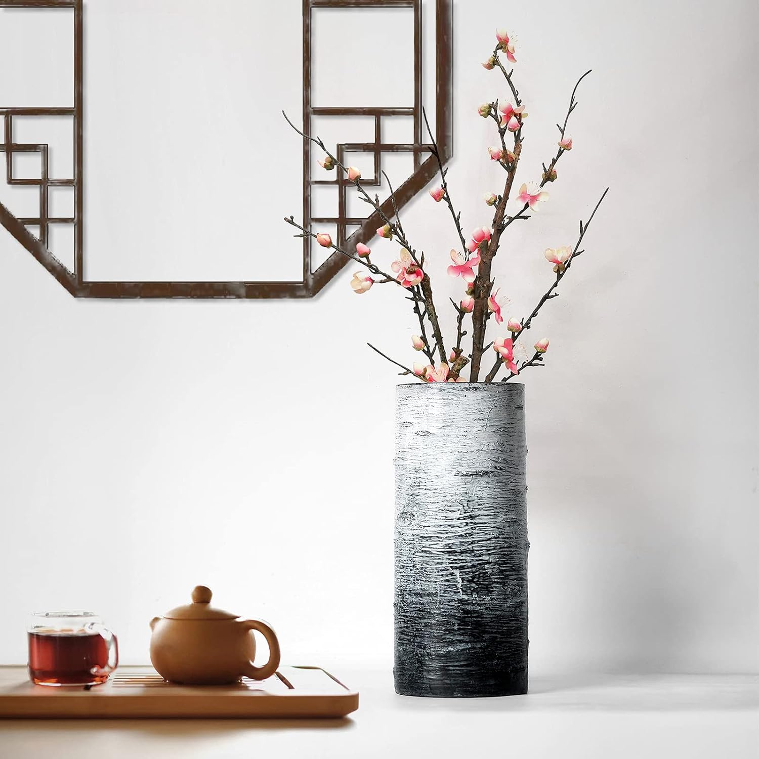 SNAIL GARDEN Artificial Plum Blossom Branches, 2 Sizes - 33.5 & 21.2" Faux Silk Flower Bouquet with Blooming Flowers & Buds for Home Table Decor, Vase Fillers Centerpiece