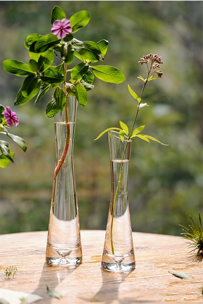 Amazon.co.jp: [KSLAT]透明 ガラス つぼみ花瓶 ミニ花瓶 小さな口