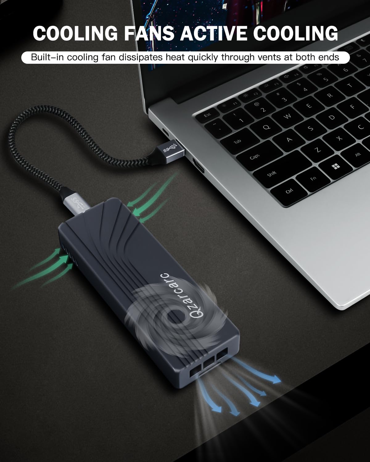 Enclosure SSD M.2 da 40 Gbps, Enclosure Thunderbolt NVMe con ventola di raffreddamento, Alloggiamento per disco rigido esterno SSD, supporto alloggiamento M.2 Dimensioni chiave M 2280/8TB Compatibile