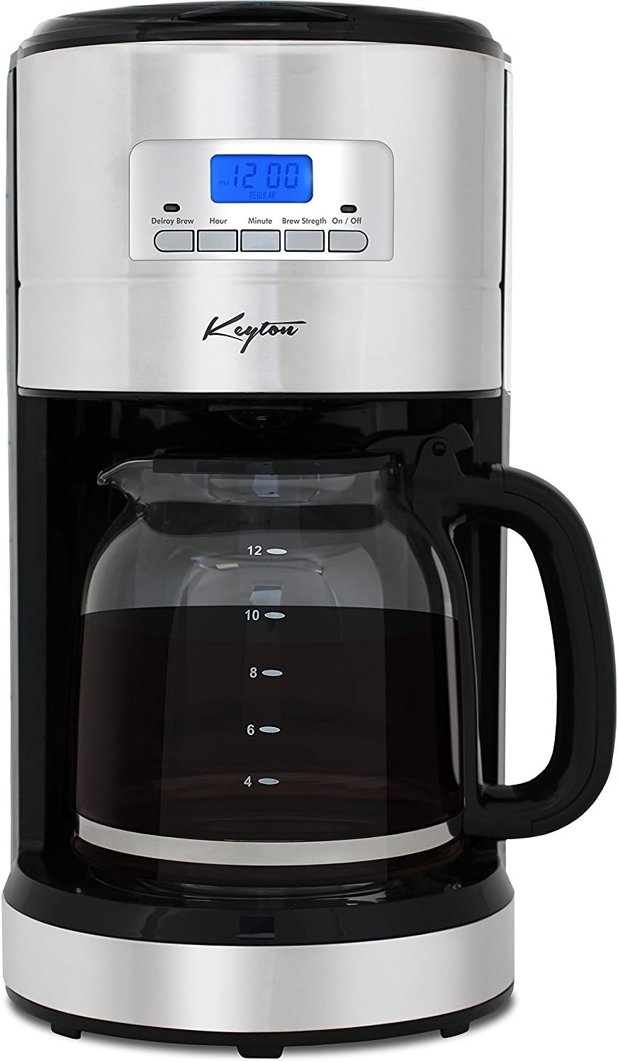 Automatic Drip Coffee Maker with Adjustable Brewing Modes and Settings - Stainless Steel - 12 Cup - By Keyton