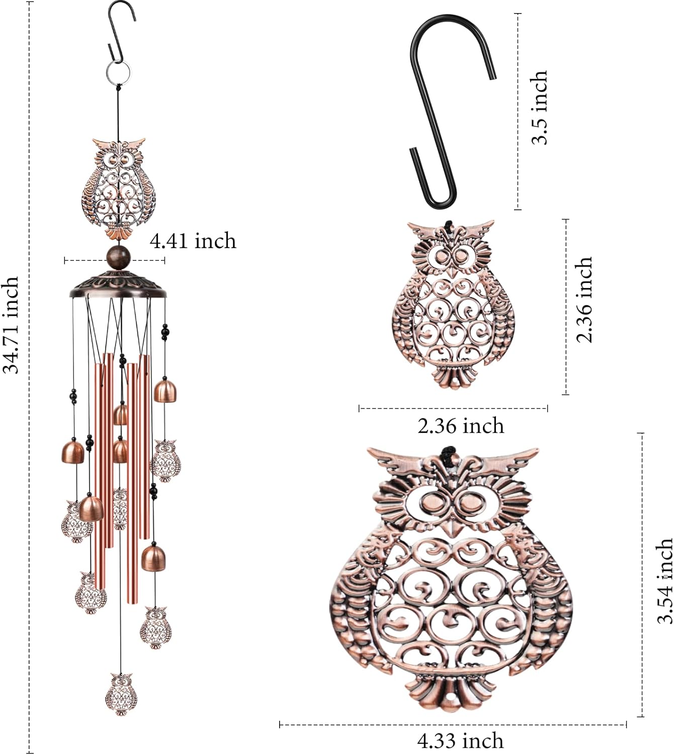 Owl Wind Chimes for Outside, Decorative Wind Chimes Owl Gifts for Women/Men, Memorial/Birthday Gifts, Garden Decor for Outside, Patio or Yard, Durable Chimes for Outdoors - Image 3
