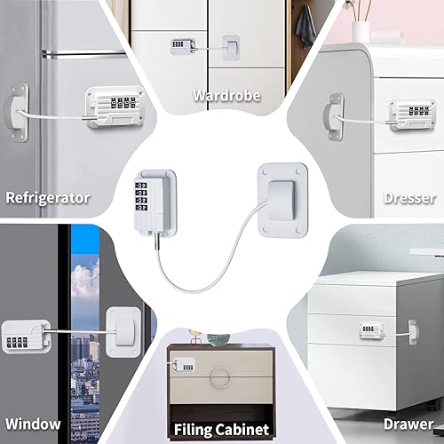 Miniatura 6 de Ougourim Cerradura de nevera, combinación de cerradura de refrigerador mejorada, cerradura de congelador para congelador vertical, cerradura de