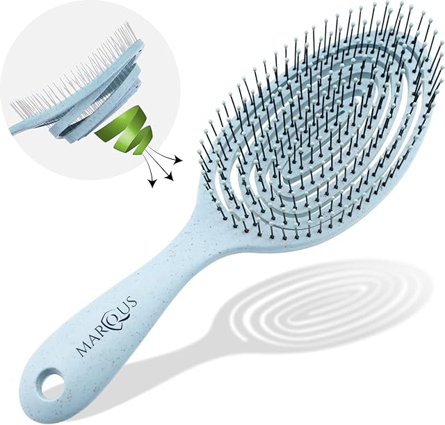 marQus Detangle Hair Brush women and men, Exclusive Ultra-soft bending Bristles and Body - Glide Through Tangles With Ease For All Hair Types - Women, Men, Wet And Dry Hair, 1pcs Arctic Brush