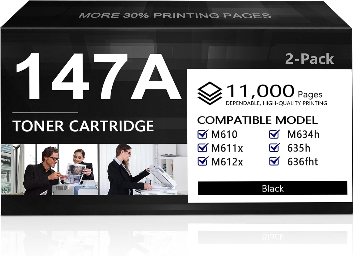 147A High Yield Toner Cartridge (2-Pack,Black) Compatible 147A 147X Toner Cartridges Replacement for HP Laser Enterprise M610 M611 M612 Laser Enterprise MFP M634 M635 M636 | W1470A