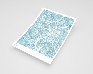 MG Global Modern Poster of Lyon France 8 | 11x17 12x18 16x24 24x36 Maximal Unframed Artwork Print | Maximalism Hometown City Wall Art for Gift | Maximalist Home Office Decor