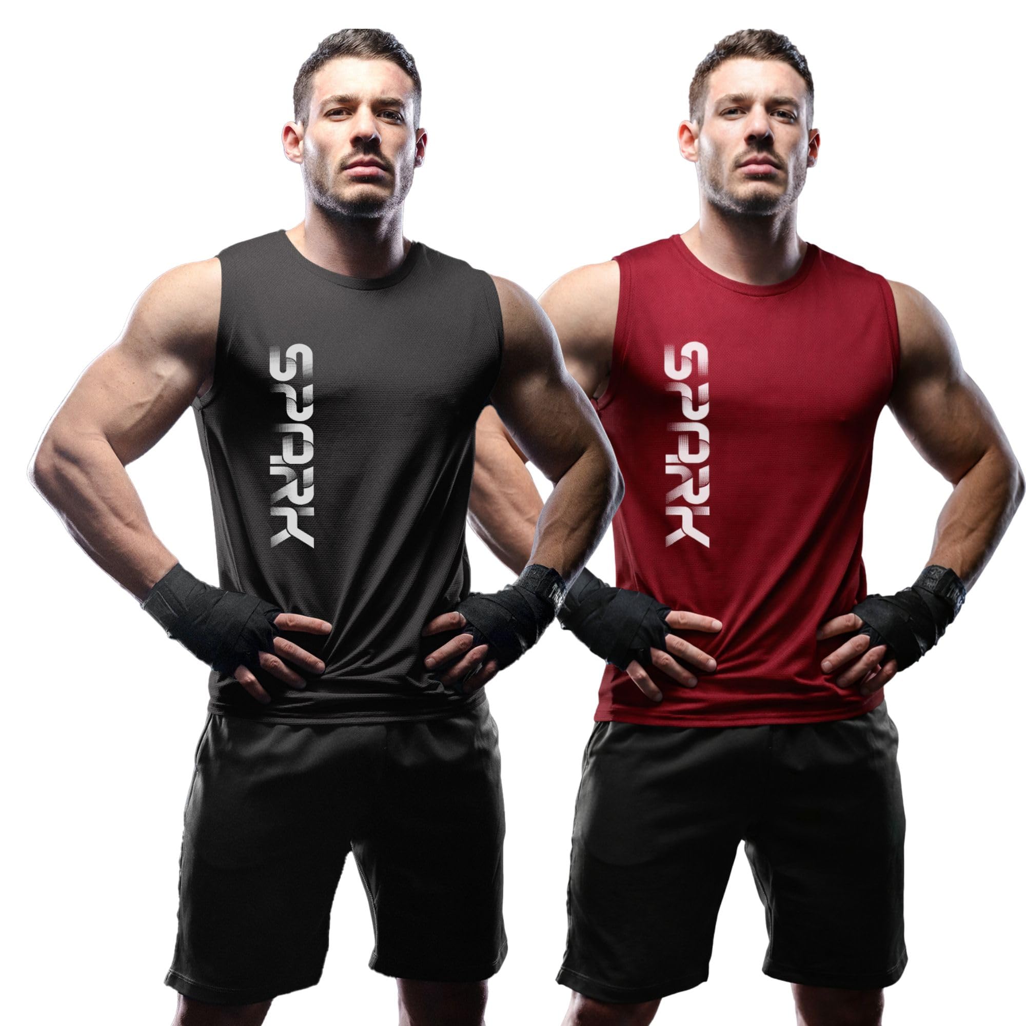 3colors 3Colours RGB Men's Active Wear Sleeveless Tank top, Gym Vest, Leisure wear -Spark CCUT-picture-43