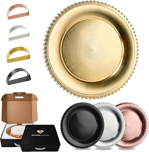 Miniatura 5 de GoldenDamara - Platos de carga redondos de 13 pulgadas con servilleteros a juego (10 platos cargadores, 10 servilletas)