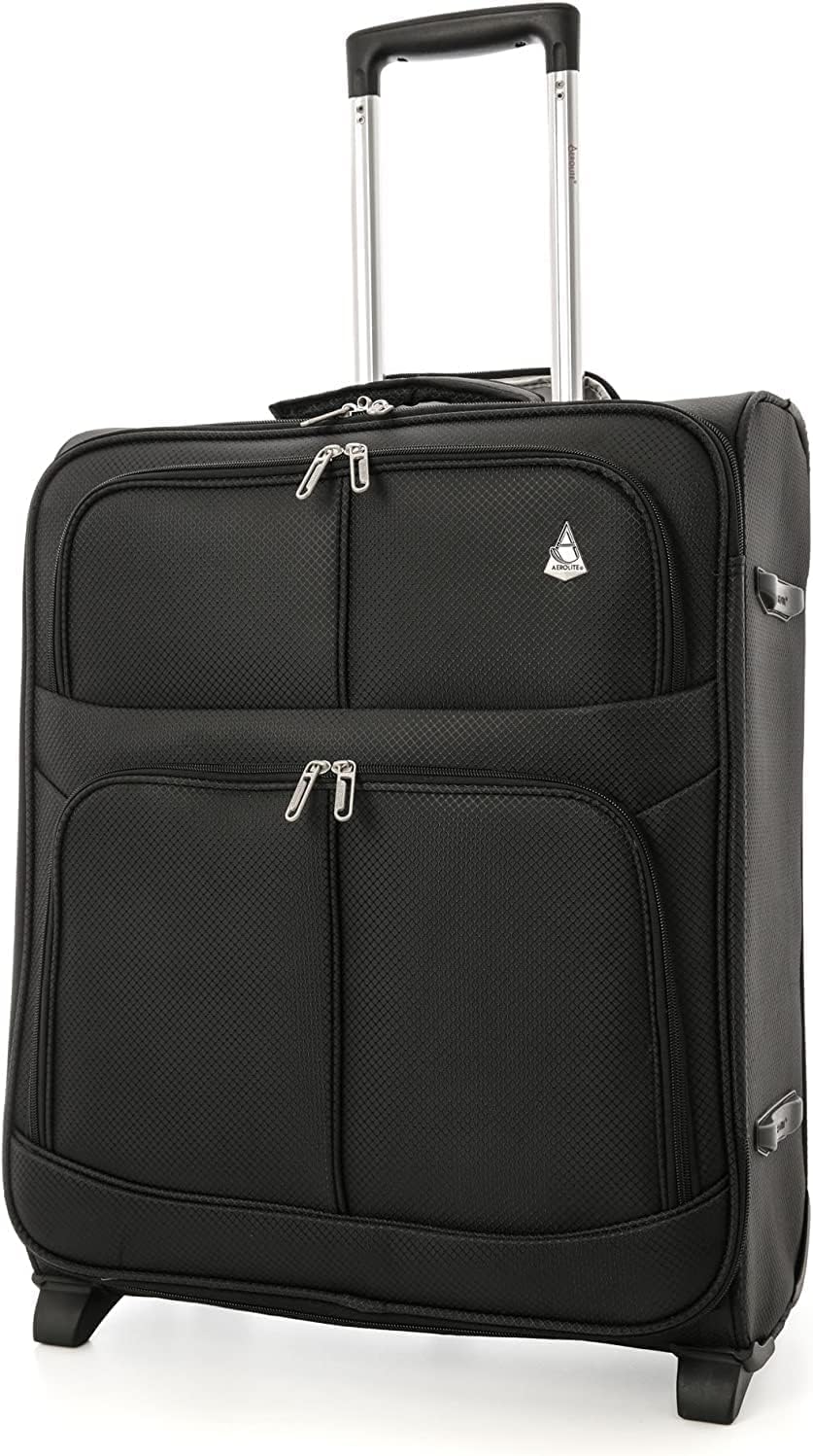Aerolite 56x45x25 Trolley Koffer easyJet, British Airways, Jet2, Wizz Air Maximum Höchstbetrag 2 Rollen 60L Leichte Handgepäck Bordgepäck Kabinentrolley Reisekoffer Gepäck, 10 Jahre Garantie Schwarz | Für 56x45x25cm easyJet, British Airways, Jet2, 60L, Le